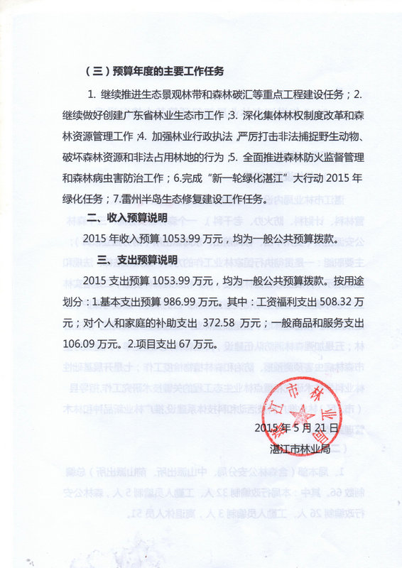 双赢彩票(中国)开奖记录官网
林业局2015年度本级单位预算