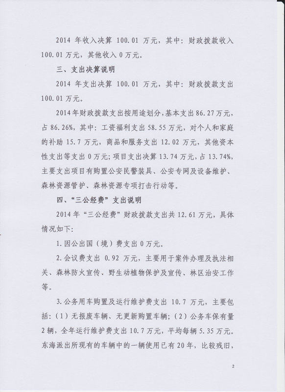 2014年双赢彩票(中国)开奖记录官网
公安局森林分局东海派出所决算基本情况说明